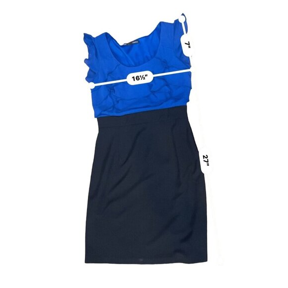 (5 for $25) Maurices Cobalt/Black Colorblock Ruffled Sheath Dress - 7/8 - Picture 5 of 5
